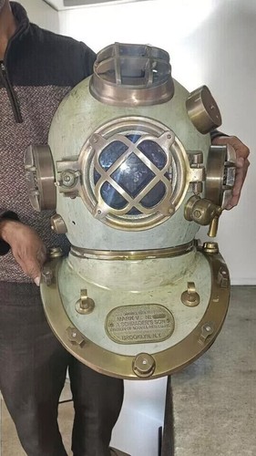 Vintage 18" Diving Divers Helmet U.S Navy Mark V Deep Sea Antique Scuba ...