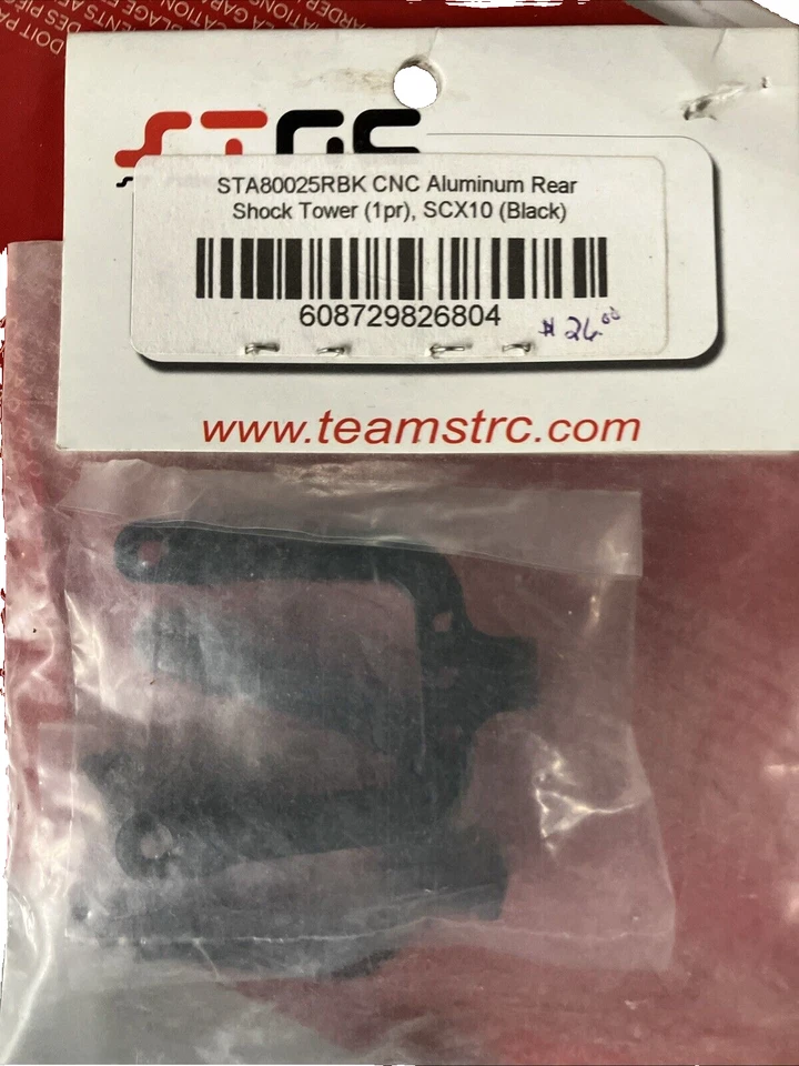 STRC Aluminum Rear Shock Tower Black SCX10 (2) STA80025RBK - Image 2 of 4