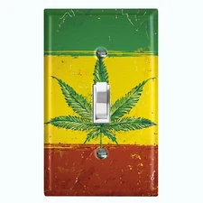 Metal Light Switch Cover Wall Plate Weed Flag Rasta