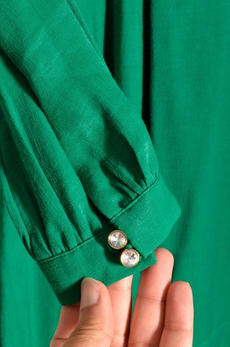Moulinette Soeurs Anthropologie Dress 2P Womens Green Long Sleeve Tie Neck Small - Picture 2 of 8