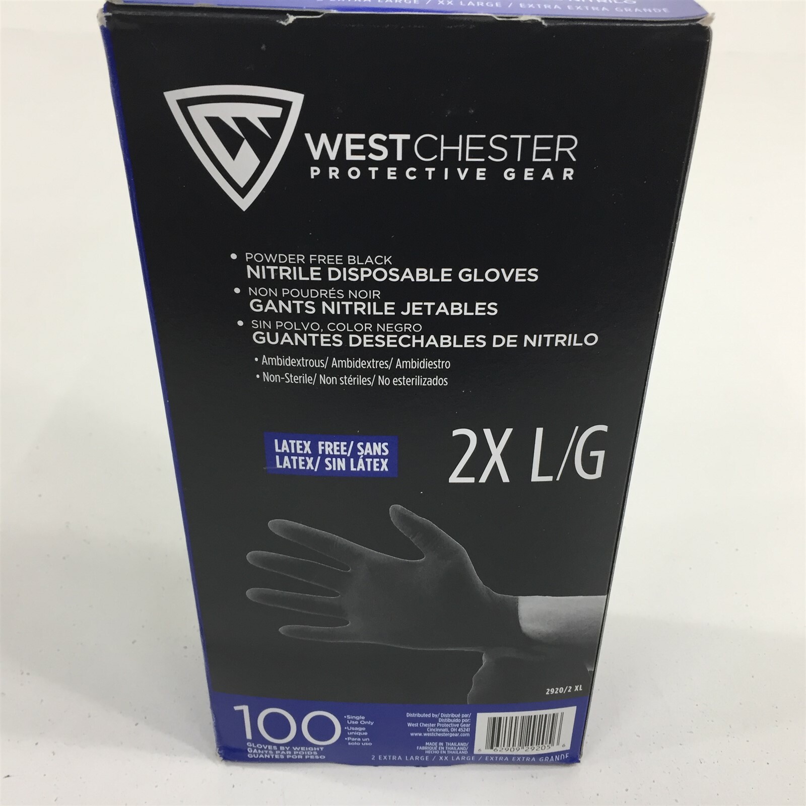 Westchester 2920 Nitrile Disposable Gloves Black 2XL/XL 5 Mil Box of