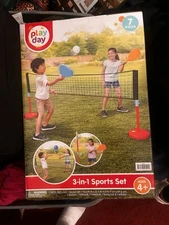 Play Day Kids 3 In 1 Sports Set - Pickleball, Volleyball & Swing Ball - NEW BOX