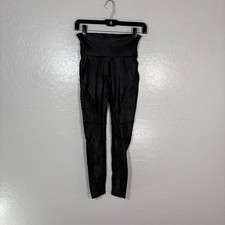 Spanx Pants Womens Small Black Faux Leather Moto Leggings High Rise Shapewear