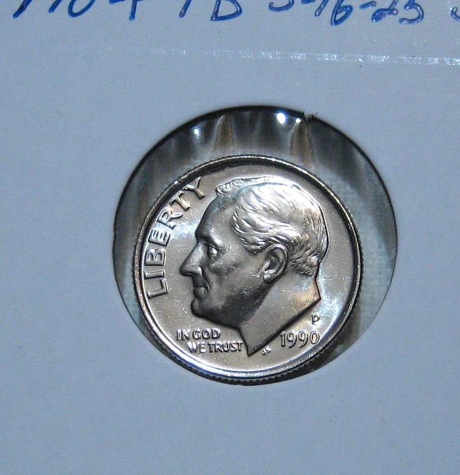1990-P "FB/FT" FULL BAND/TORCH BU GEM ROOSEVELT DIME MUST SEE BEAUTIFUL DIME - Image 3 of 4
