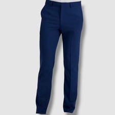  125 Kenneth Cole Men's Blue Solid Slim-Fit Dress Pants Size 30W 30L