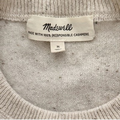 MADEWELL 100% Cashmere Crewneck Short Sleeve Pocket T-shirt Sweater M Beige