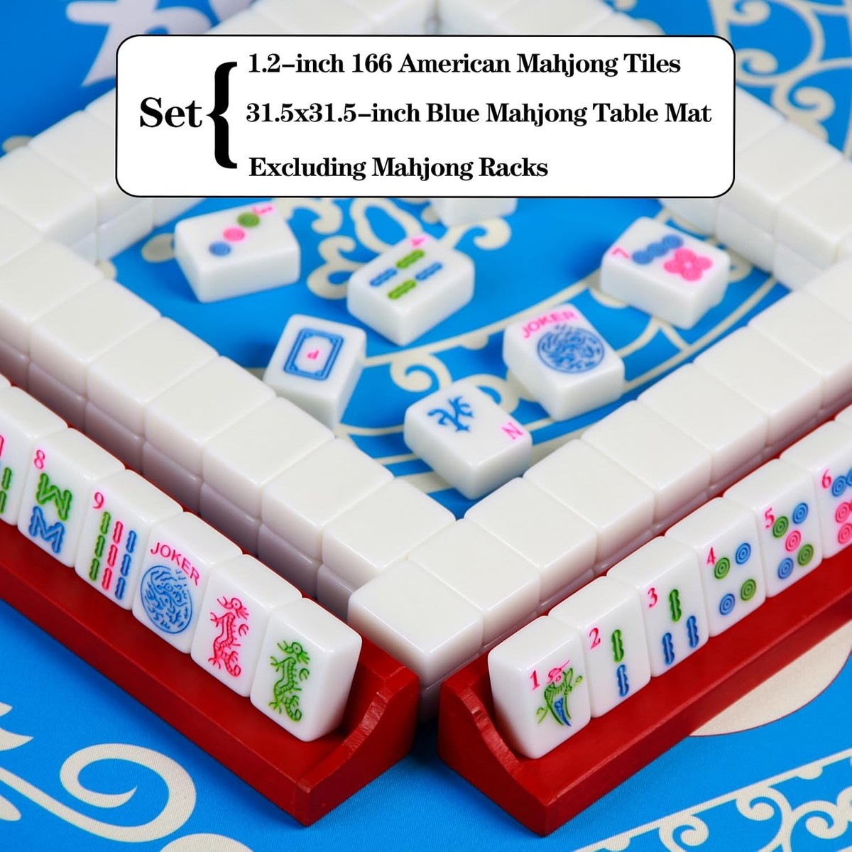 GUSTARIA Mahjong Tiles – Juego De Azulejos De Mahjongg Americano, Juego Con 166 Azulejos Blancos De Primera Calidad 1 2 Pulgadas Tamano Estandar