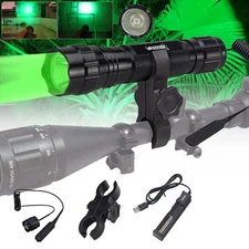 Hunting Green Light 500Yards LED Flashlight Predator Torch Scope Mount w/ Switch