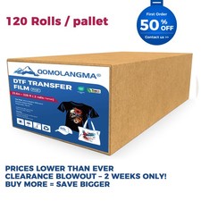 120 Rolls Instant Hot Peel 24in x 328ft DTF Pet Transfer Film, Double Sided