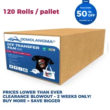 120 Rolls Instant Hot Peel 24in x 328ft DTF Pet Transfer Film, Double Sided