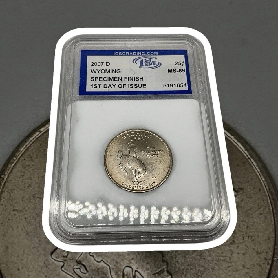 Wyoming 2007 D State Quarter IGS Graded, 1st Day Issue MS-69 Specimen Finish - Image 3 of 4