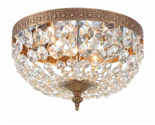 Crystorama Basket Crystal 10" Wide Brass Ceiling Light - Picture 1 of 7