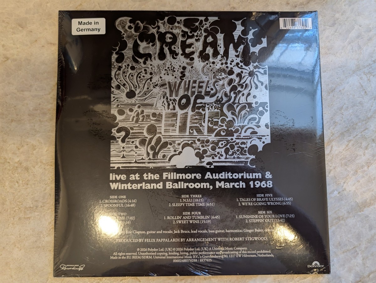 Cream Wheels Of Fire Live 3xLP The Fillmore & RSD 2026 Record