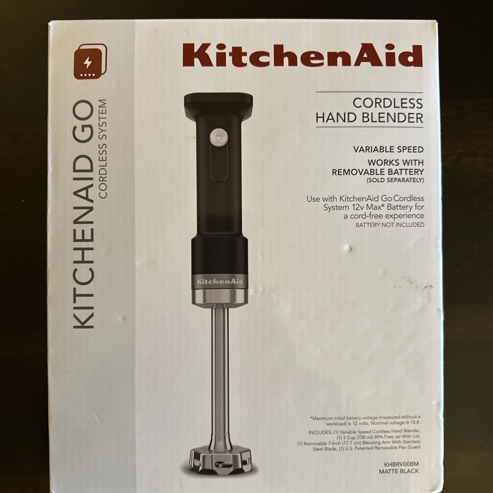 KitchenAid Go Cordless Hand Blender KHBRV00BM Matte Black (No Battery Included)