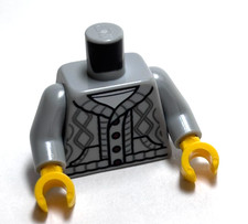Lego - Minifigure Torso - Grey, Sweater, Buttons, Yellow Hands