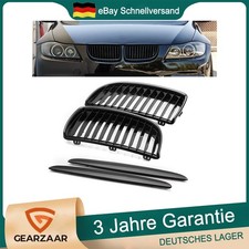 K�hlergrill Einzelsteg f�r BMW 3er E90 E91 2005-2008 Nieren Grill GLANZ SCHWARZ