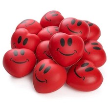 Heart Stress Balls - Valentines Day Red Hearts 3" Smile Face Squeeze Hearts 24