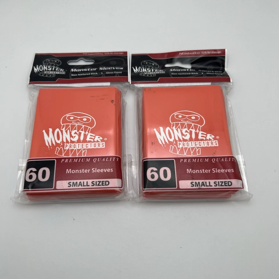 Lote de 2/60 Protectores Monster Mangas Brillantes - Naranja Pequeño - Ajuste CCG Japonés Foto 2 de 4