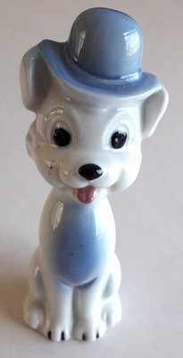 Vintage Keramik Hund in Bowler Hut Figur Ornament 12 cm