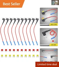 10-Pack Metal Fuse Tap Adapters - 12V Dual Slot ATS Holders for Vehicle Safety