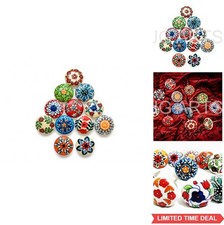 Ceramic Knobs Vintage Floral Design 42mm Drawer Pulls Cabinet Handles 12 Pack