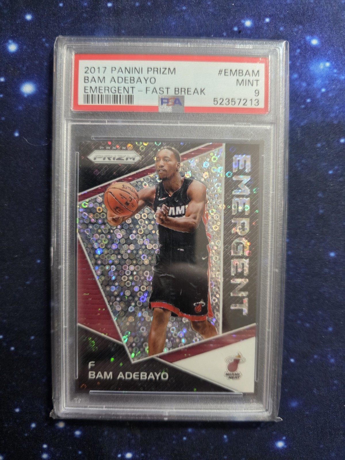 2017-18 Panini Prizm Emergent #EM-BAM Bam Adebayo Fast Break PSA 9 MINT RC Heat
