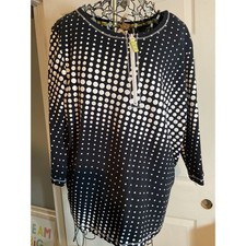 Onque Casual Womens Black White Polka Dot Quarter Zip Pullover Top XL