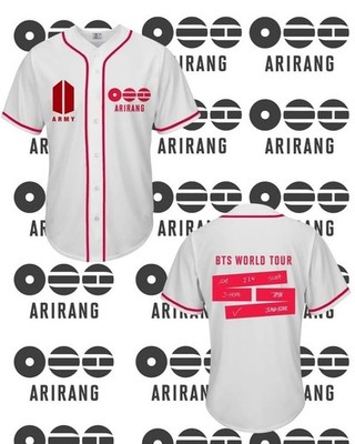 HOT! B.T.S Arirang Jersey Kpop World Tour Shirt ARMY Fan Baseball