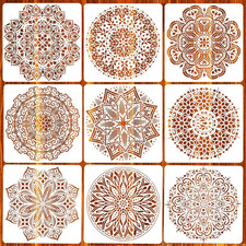9 Pack 12X12'' Mandala Stencils for Painting on Wood, Floor, Wall, Tile Fabric,