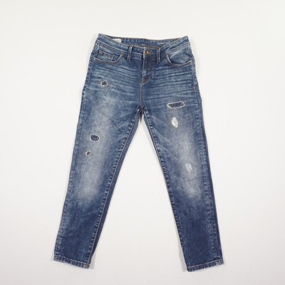 Campus Damen Jeans Hose Gr. W27/L32 Blau Tapered Slim Fit Distressed Baumwolle U