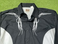 Vintage Ely Cattleman Embroidered Rockabilly Western Shirt Men Large Cowboy