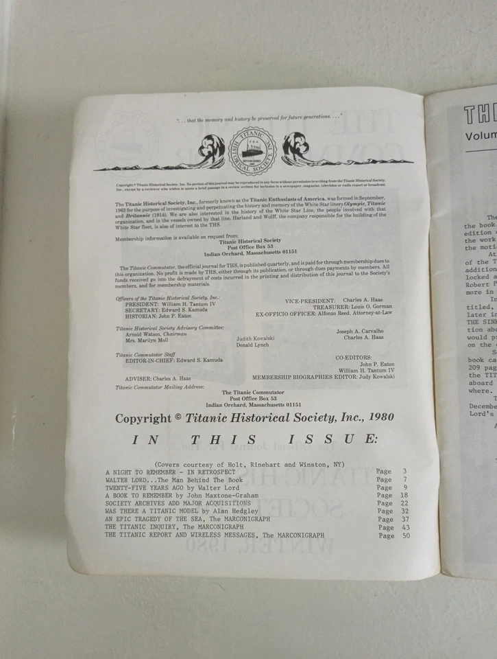 The Titanic Commutator Historical Society Winter 1980 Magazine Rare - Image 4 of 4