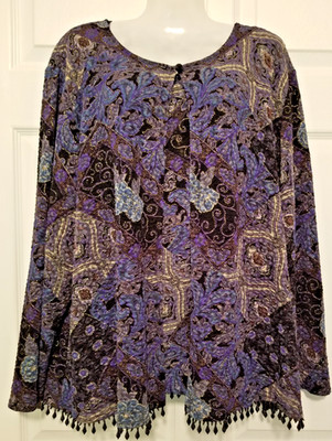 Women's Cardigan/Jacket + Matching Tank Top  Metallic Bead Hemline Size 2X