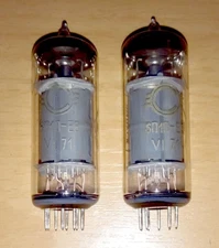 2pcs-match.pair 6P1P-EV, 6П1П-EB SVETLANA NOS Russian tetrodes same date no.1