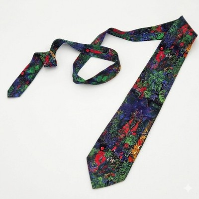 Jiang Tiefeng 60x3.5'' RARE Necktie Tie 100% Silk Yunnan School Jungle Artist