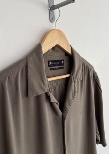 Allsaints “Venice” Short Sleeve Shirt Coffee /chestnut Ramskull XXL/relaxed - Picture 6 of 11