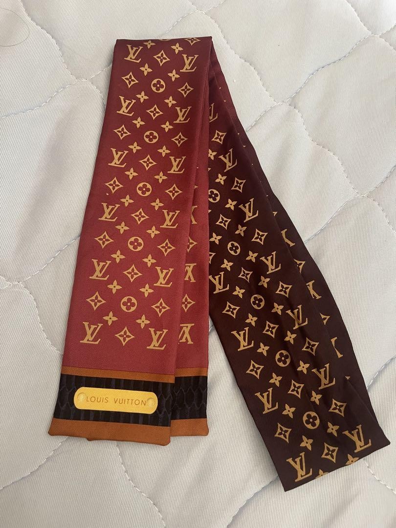 LOUIS VUITTON Monogram Silk Scarf Red 120cm Authentic From Japan