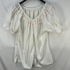 VINTAGE ROCKMOUNT RANCHWEAR WHITE SQUARE DANCE WESTERN BLOUSE TOP LACE