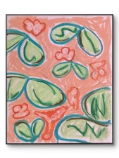 Colorful Modern Art Leaf Expressionism Original 11 by 15 Oil Pastel on Paper