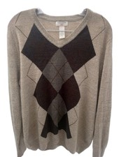 Dockers Sweater Men's Large Brown Argyle 100 Acrylic Knit Casual Golf Pullover