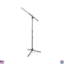 On-Stage MS7701TB Black Telescoping Euro Boom Microphone Stand - Adjustable 