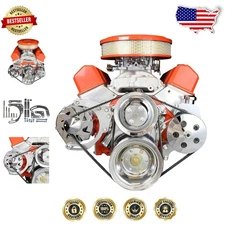 SBC Aluminum Accessory Drive Bracket Kit - V8 Power Steering Alternator - USA...