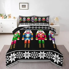  Nutcracker Comforter Set Size, Retro Xmas Bedding for Kids Boys, King Multi 14
