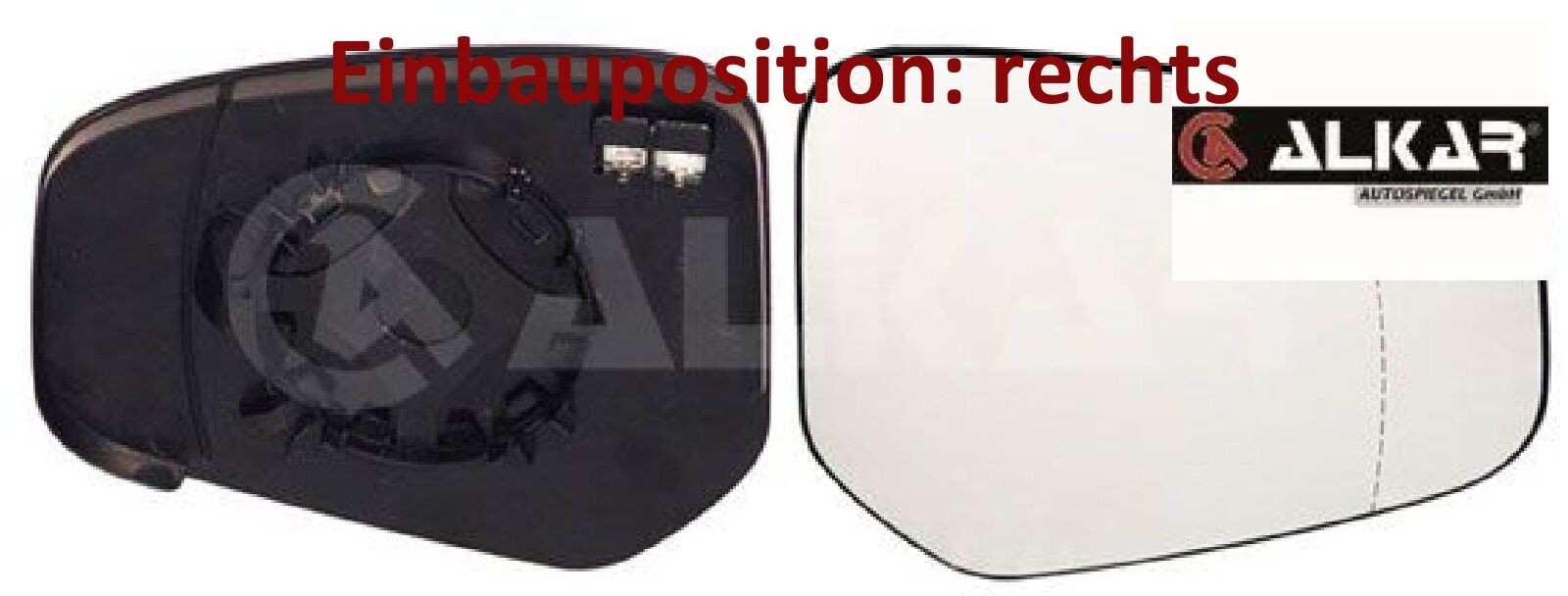 ALKAR 6472668 Spiegelglas für Außenspiegel rechts für Ford