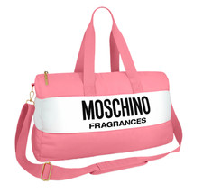 Moschino Fragrances Large Weekend Duffle Soft Travel Bag Pink White Unused