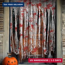 2 Pcs Halloween Door Curtains, Bloody Handprint Doorway Decorations