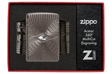 Genuine New 2023 ZIPPO Lighter MULTICUT RADIATING CENTRE CRYSTAL Black Ice Armor