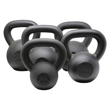 5 - 50LB Solid Cast Iron Kettlebell Heavy Duty Strength Training Home Flat Base