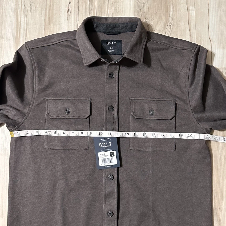 NWT Bylt Basics Coastal Overshirt Coffee Size Large (L) Fast Shipping - Image 4 of 4