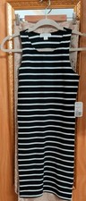  Forever 21 Black & White Striped Dress Size Medium Tight Fitted 